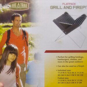 Lake & Trail flatpack grill and firepit   this is portable it folds for easy mov